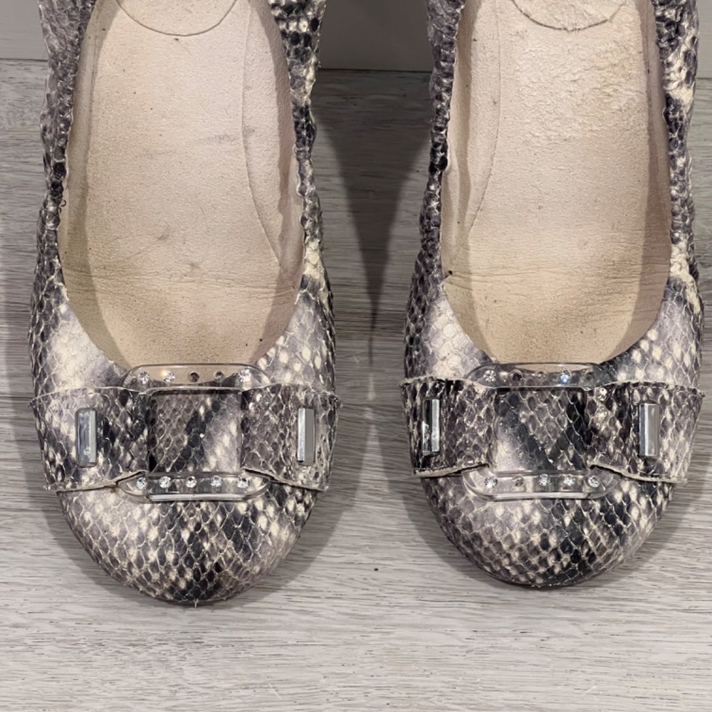 Stuart Weitzman Leather Snakeskin Python Ballet F… - image 2